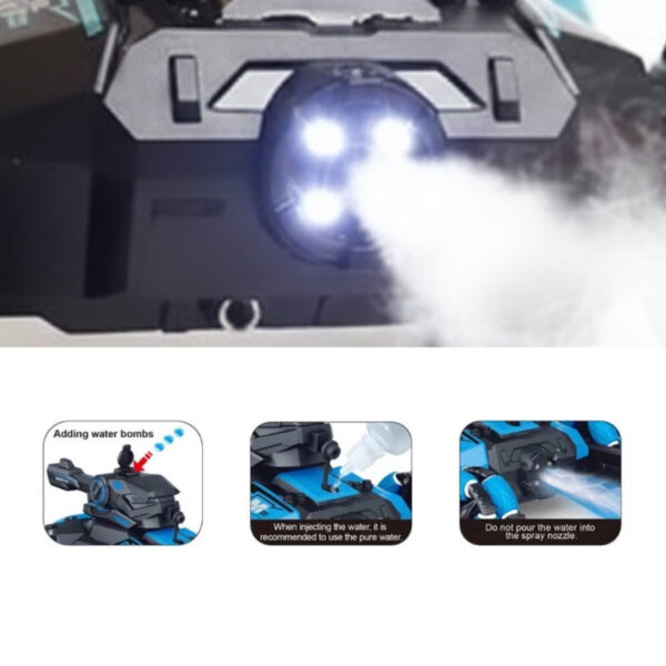 Tanque Con Muñequera Lanza Bolas De Gel Luces Y Spray Agua Azul Tanque