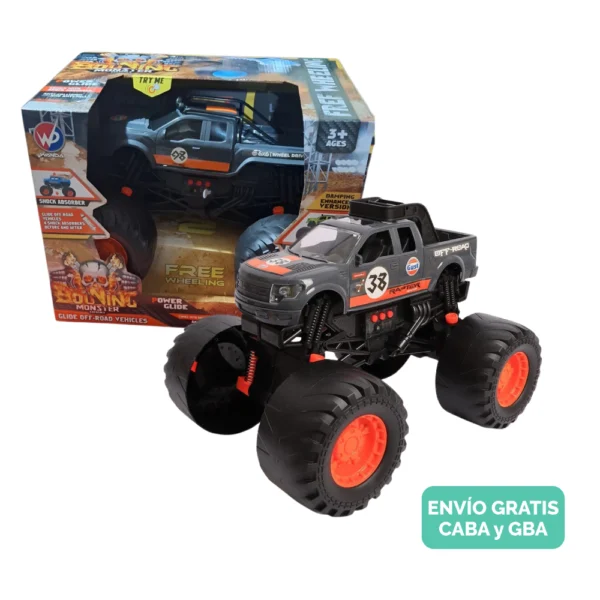 truck 5 Monster Truck 6x6 a Fricción con Amortiguación Juguete Off Road Negro