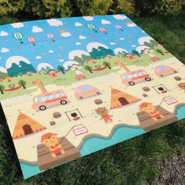 PP08 CAMPAMENTO JIRAFAS 4 Alfombra Antigolpes Bebe Reversible CAMPAMENTO y JIRAFAS 150x180 cm y 0,8 cm Grosor