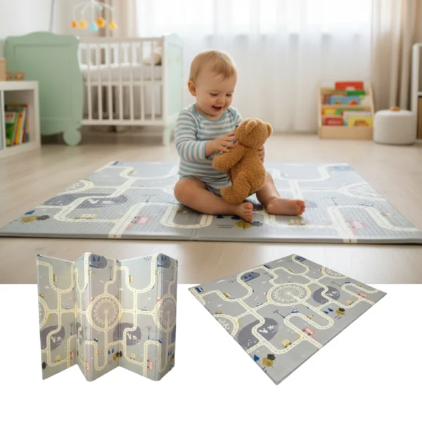 PP09 SKY RUTA GRIS 7 Alfombra Antigolpes Bebe Reversible SKY-CIUDAD 200x180 cm y 0,8 cm Grosor