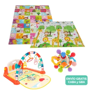 Kit “Primeros Juegos”: Gimnasio + Alfombra Antigolpes + Mordillo Kit “Primeros Juegos”: Gimnasio + Alfombra Antigolpes + Mordillo