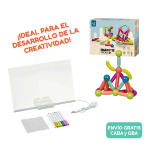 Kit “Imaginación Activa” – Bloques Magnéticos x42 y Pizarra LED Creativa Kit “Imaginación Activa” – Bloques Magnéticos x42 y Pizarra LED Creativa
