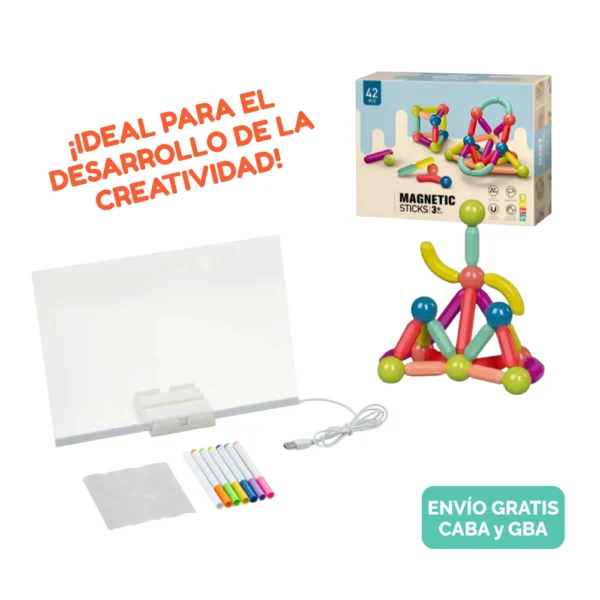 Kit “Imaginación Activa” – Bloques Magnéticos x42 y Pizarra LED Creativa Kit “Imaginación Activa” – Bloques Magnéticos x42 y Pizarra LED Creativa