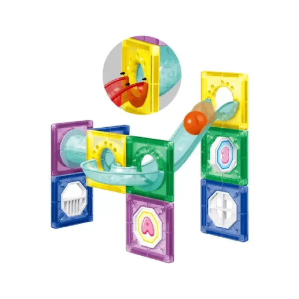 Bloques Magnéticos 47 Piezas Con Bolitas Y Tobogán 3D