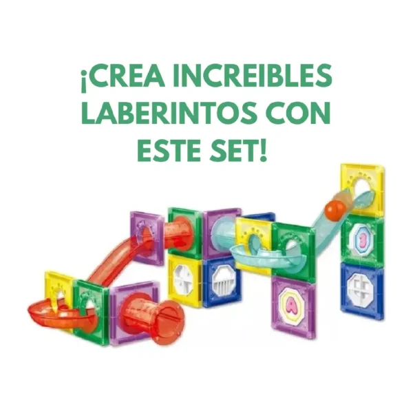 Bloques Magnéticos 47 Piezas Con Bolitas Y Tobogán 3D