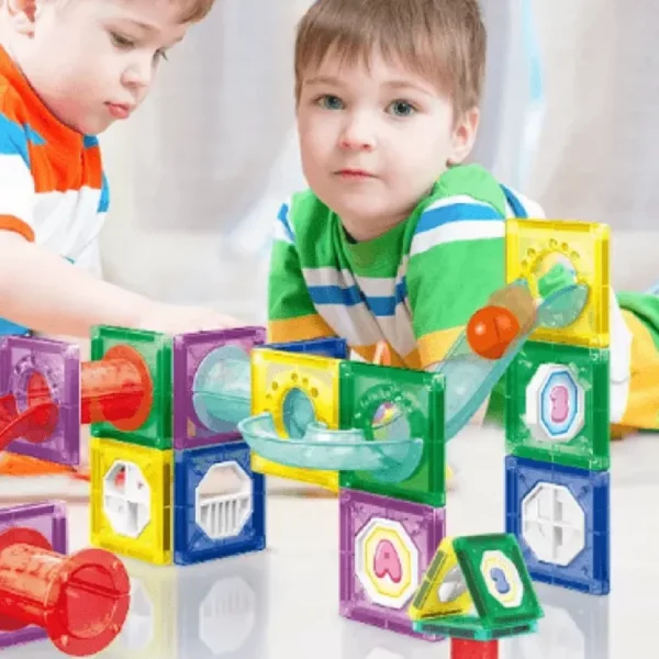 Bloques Magnéticos 47 Piezas Con Bolitas Y Tobogán 3D