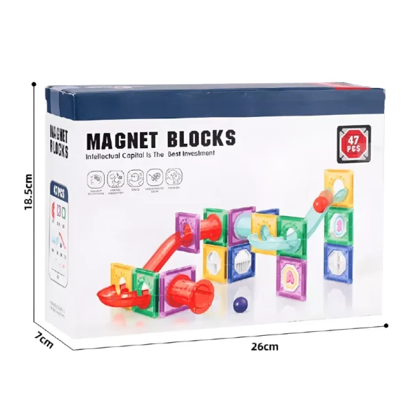 Bloques Magnéticos 47 Piezas Con Bolitas Y Tobogán 3D