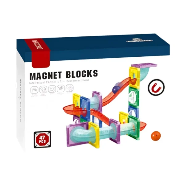 Bloques Magnéticos 47 Piezas Con Bolitas Y Tobogán 3D