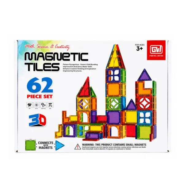 Bloques Magnéticos 62 Piezas Juego Didáctico 3D Imantado