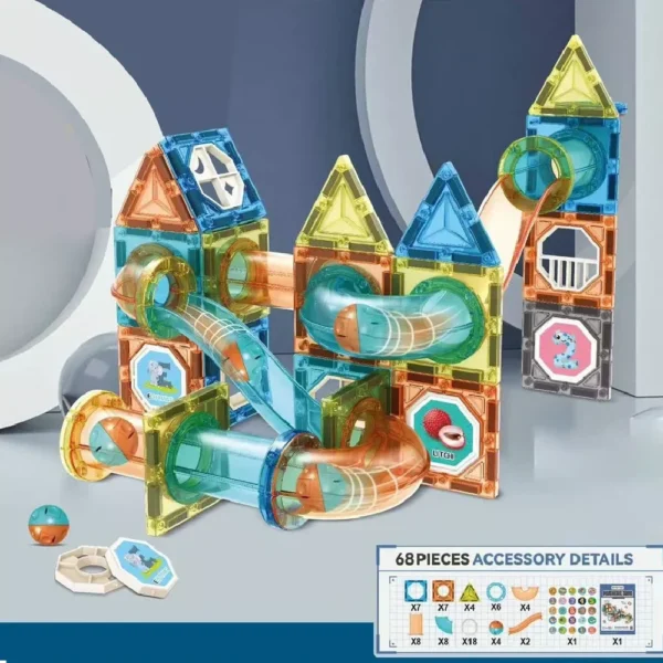 Bloques Magnéticos 68 Piezas Tobogán 3D con Stickers