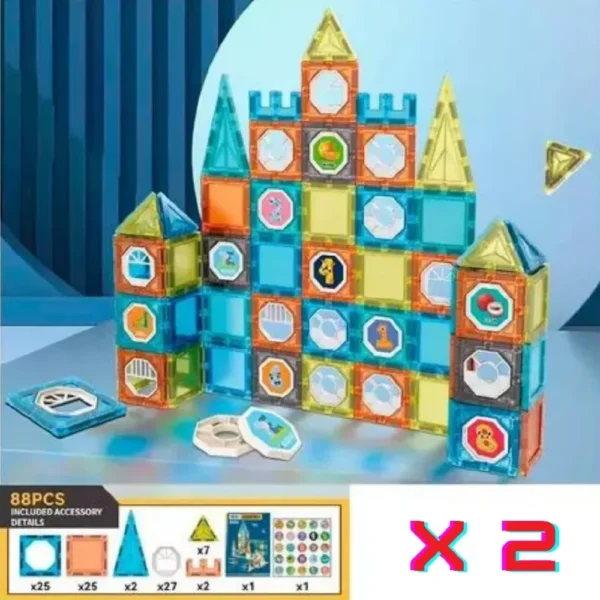 Bloques Magnéticos 68 Piezas Tobogán 3D con Stickers