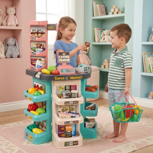 Supermercado Infantil 47 Piezas con Caja Registradora, Luz y Sonidos