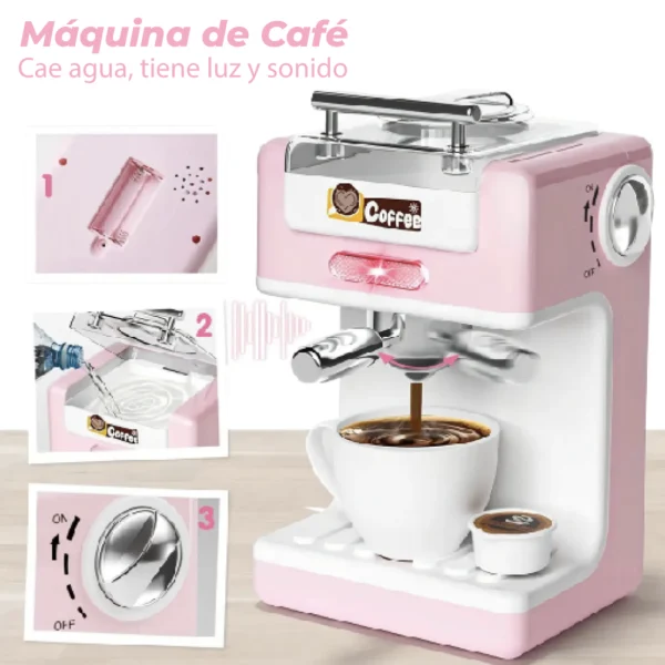 Cafetera Expreso de Juguete Rosa con Luz y Sonido