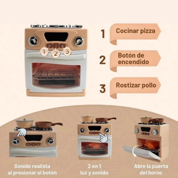Set Cocina Infantil con Horno, Sonido, Luz y Accesorios 