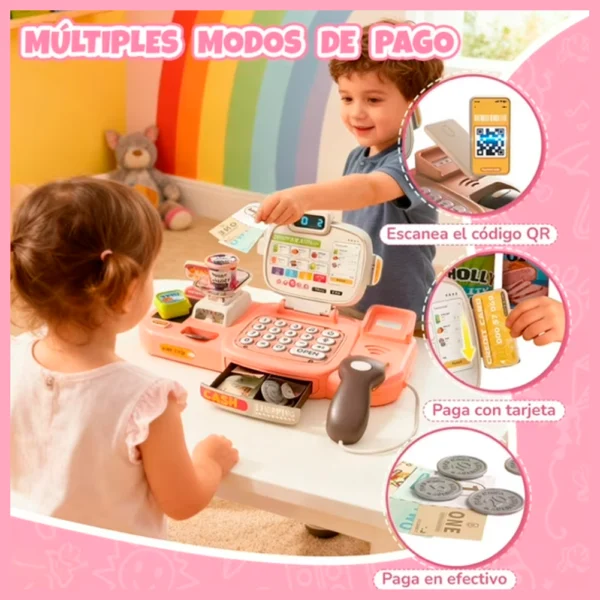 Caja Registradora de Juguete Rosa 67 piezas con Luz, Sonido y Accesorios 