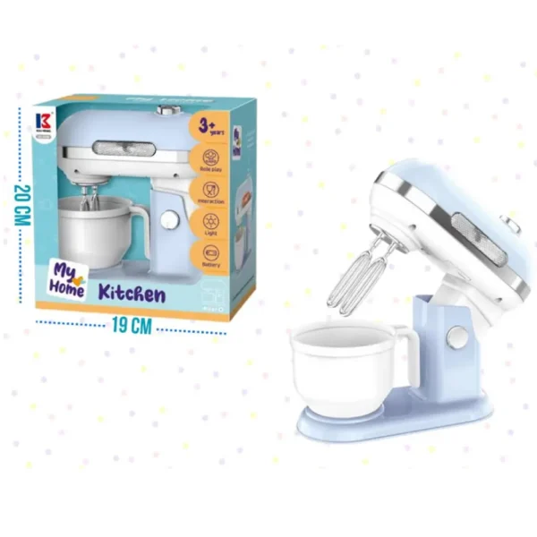 Batidora De Juguete Celeste con Luz, Movimiento y Accesorios