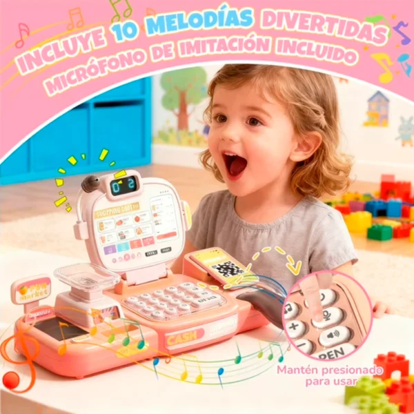 Caja Registradora de Juguete Rosa 67 piezas con Luz, Sonido y Accesorios 