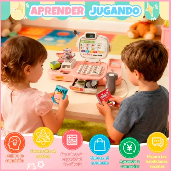 Caja Registradora de Juguete Rosa 67 piezas con Luz, Sonido y Accesorios 