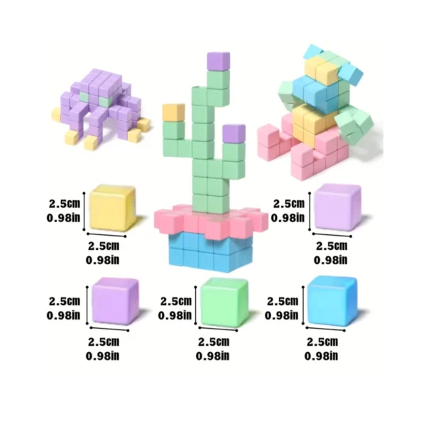 Bloques Magnéticos Cubos Color Pastel 45 Piezas Didáctico 3D