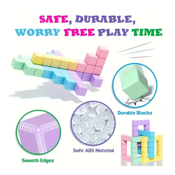 Bloques Magnéticos Cubos Color Pastel 45 Piezas Didáctico 3D