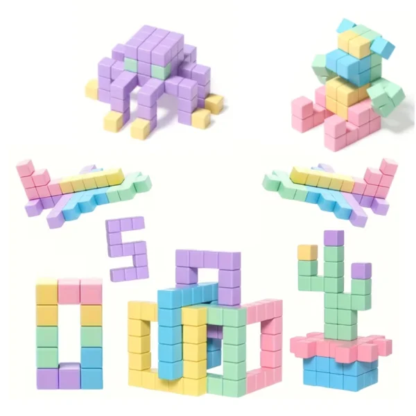 Bloques Magnéticos Cubos Color Pastel 45 Piezas Didáctico 3D