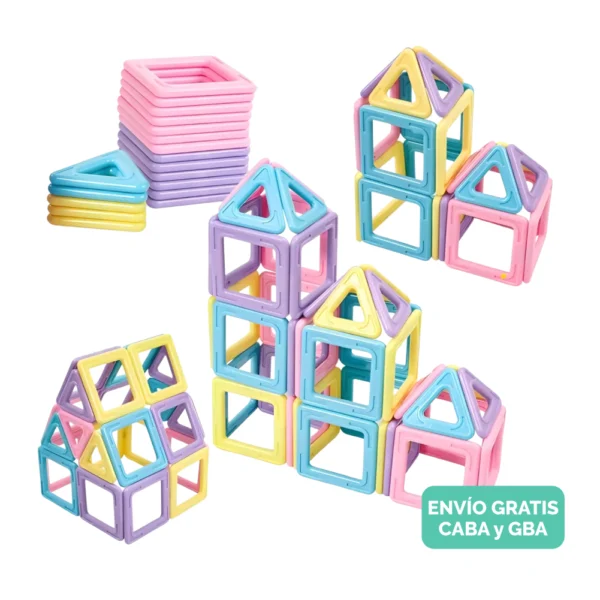 Bloques Magnéticos Pastel 60 Piezas Juego Didáctico 3D