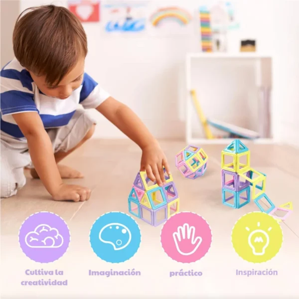 Bloques Magnéticos Pastel 60 Piezas Juego Didáctico 3D