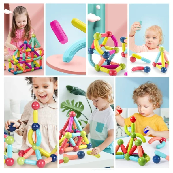 Bloques Magnéticos para Armar – Set de 84 Piezas con Tubos, Codos y Conectores 3D