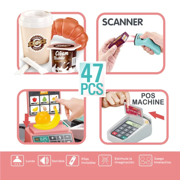 Supermercado Infantil 47 Piezas con Caja Registradora, Luz y Sonidos