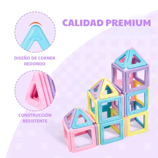 Bloques Magnéticos Pastel 60 Piezas Juego Didáctico 3D