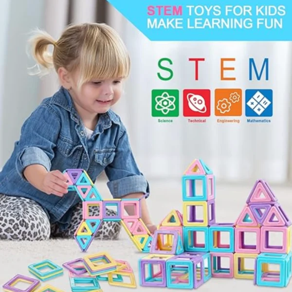 Bloques Magnéticos Color Pastel 60 Piezas Juego Didáctico 3D