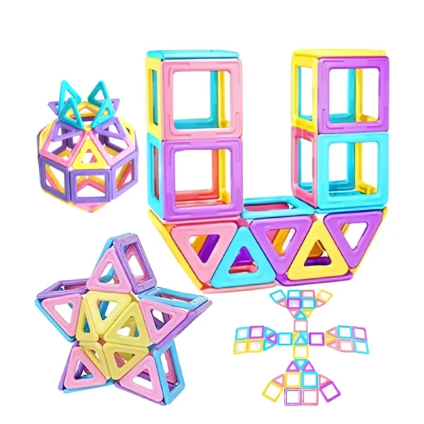 Bloques Magnéticos Color Pastel 60 Piezas Juego Didáctico 3D