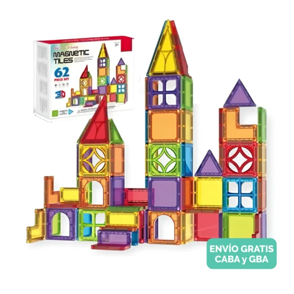 Bloques Magnéticos 62 Piezas Juego Didáctico 3D Imantado