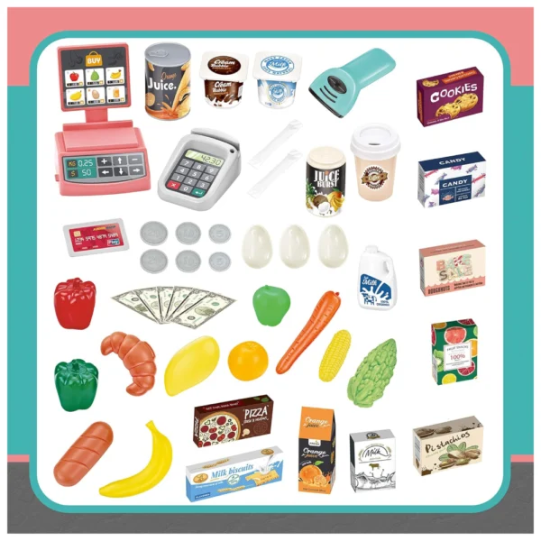 Supermercado Infantil 47 Piezas con Caja Registradora, Luz y Sonidos