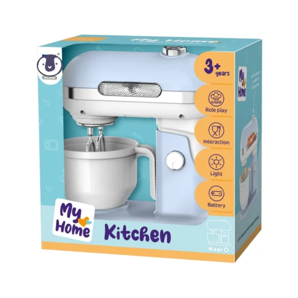 Batidora De Juguete Celeste con Luz, Movimiento y Accesorios