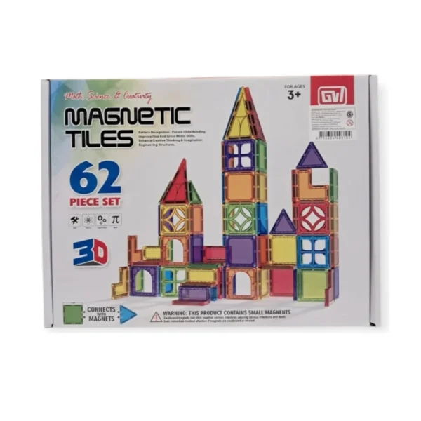 Bloques Magnéticos 62 Piezas Juego Didáctico 3D Imantado
