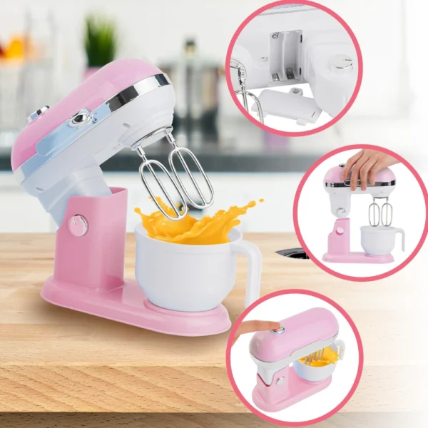 Batidora De Juguete Rosa con Luz, Movimiento y Accesorios
