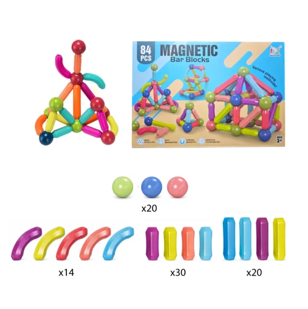 Bloques Magnéticos 84 Piezas Juego Didáctico Para Armar