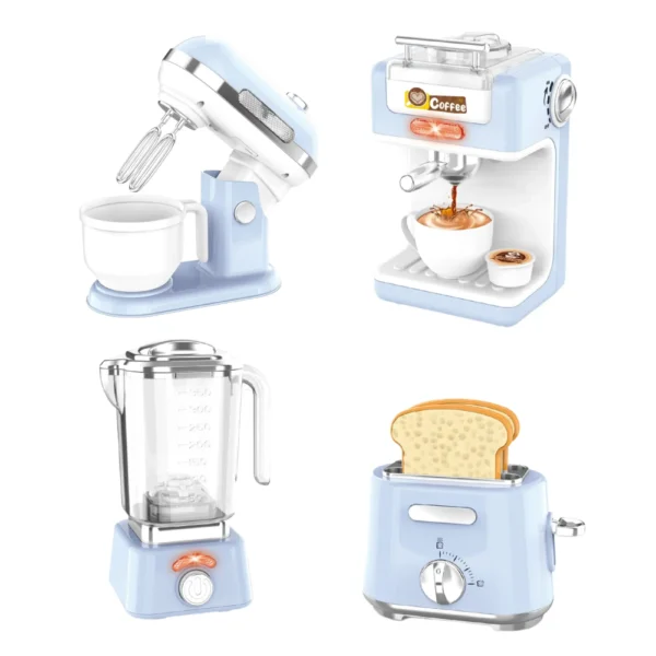 Set Electrodomésticos Celeste 4 Piezas con Luz, Sonido y accesorios