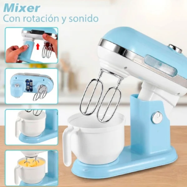 Set Electrodomésticos Celeste 4 Piezas con Luz, Sonido y accesorios