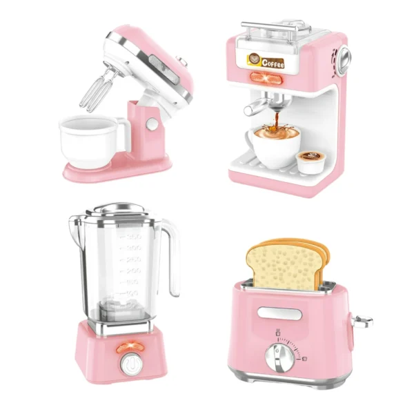 Set Electrodomésticos Rosa 4 Piezas con Luz, Sonido y accesorios