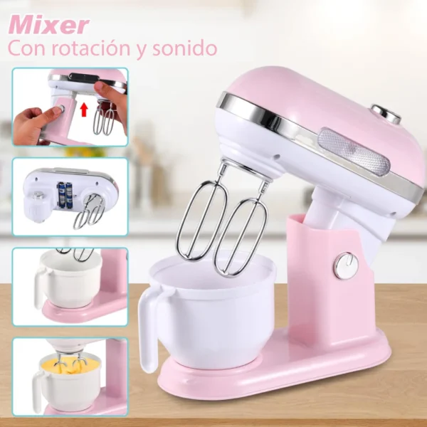 Set Electrodomésticos Rosa 4 Piezas con Luz, Sonido y accesorios