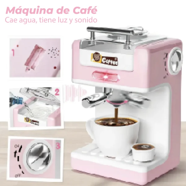 Set Electrodomésticos Rosa 4 Piezas con Luz, Sonido y accesorios