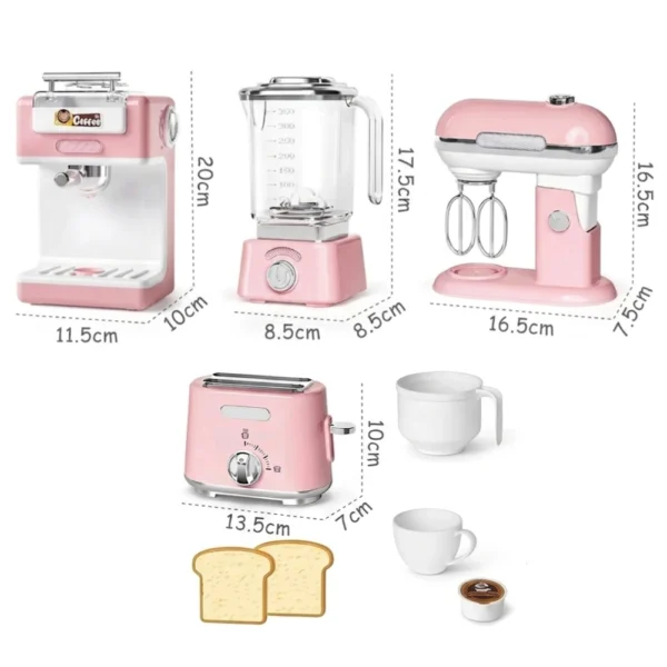 Set Electrodomésticos Rosa 4 Piezas con Luz, Sonido y accesorios