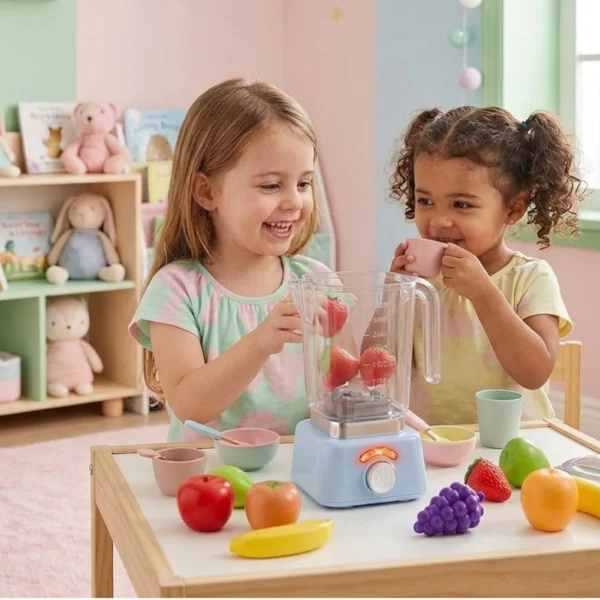 Licuadora de Juguete Celeste con Luz y Movimiento realista