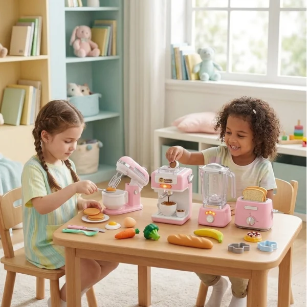 Set Electrodomésticos Rosa 4 Piezas con Luz, Sonido y accesorios