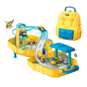 Juguete Pista Mochila Autos Y Helicóptero 37 Piezas Color Amarillo