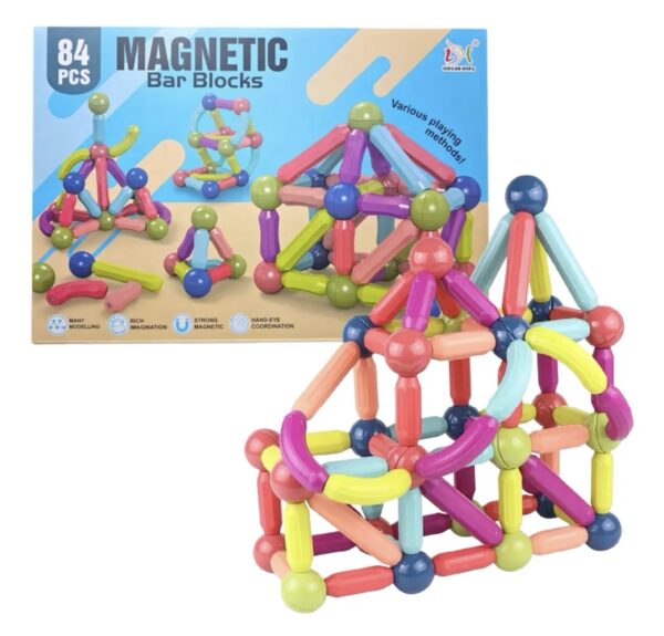 Bloques Magnéticos para Armar – Set de 84 Piezas con Tubos, Codos y Conectores 3D