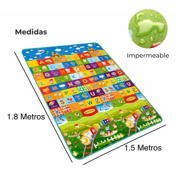 Alfombra Didáctica Bebe Reversible DINOSAURIOS - ABECEDARIO 180×150 cm y 0,5 cm Grosor