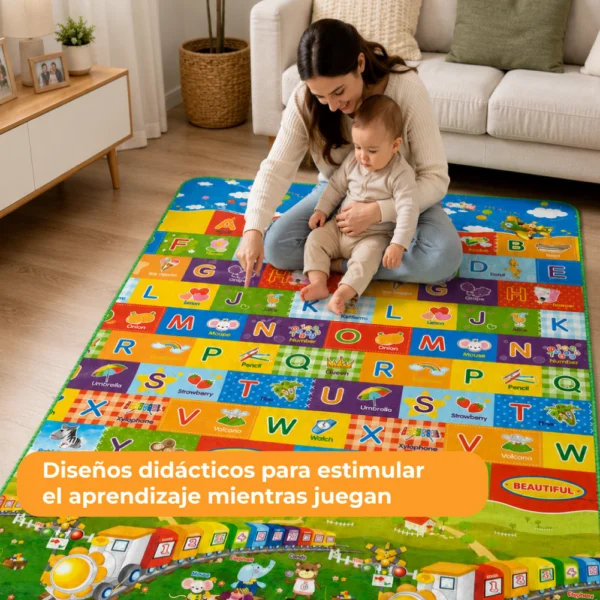 Alfombra Didáctica Bebe Reversible DINOSAURIOS - ABECEDARIO 180×150 cm y 0,5 cm Grosor